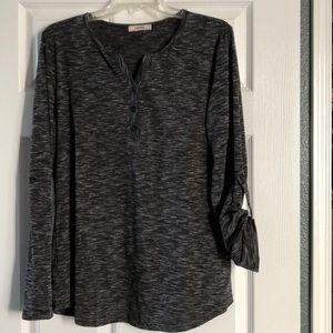 Henley shirt with convertible sleeves